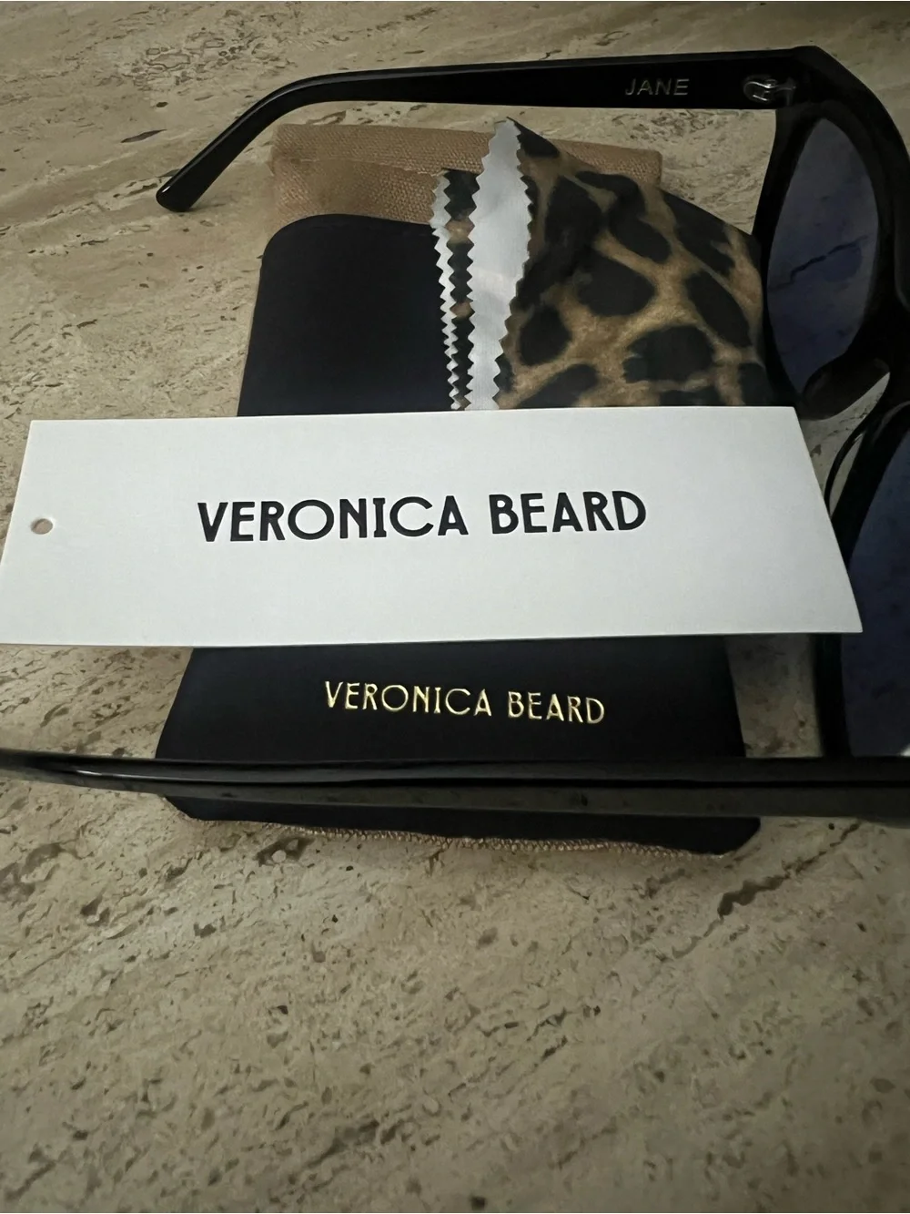 Veronica Beard Black Frame Sunglasses with Blue Lenses
